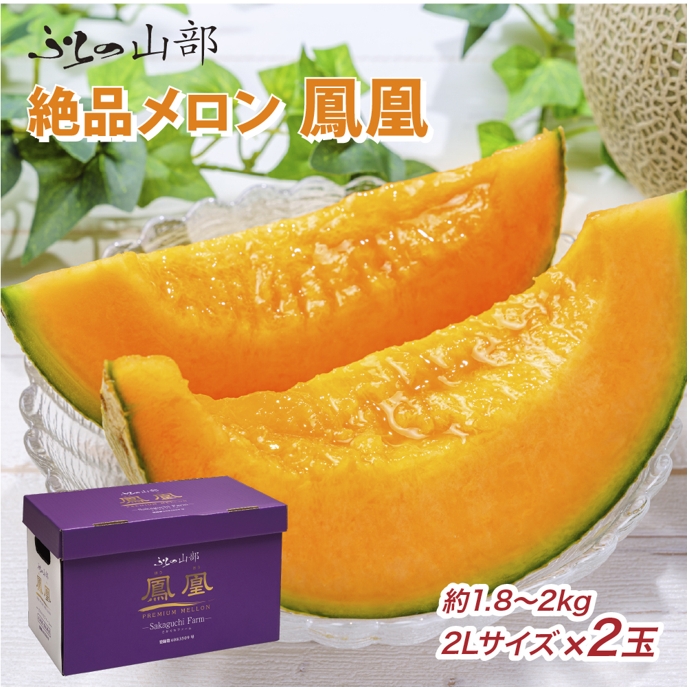 【2026年夏発送】富良野メロン 山部の絶品『鳳凰』2L 2玉 計3.6kg以上 メロン 赤肉 大玉 北海道