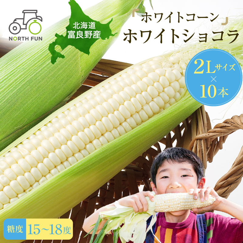 【2026年7月～発送】富良野産 ホワイトコーン『ホワイトショコラ』BIG 2Lサイズ10本 とうもろこし