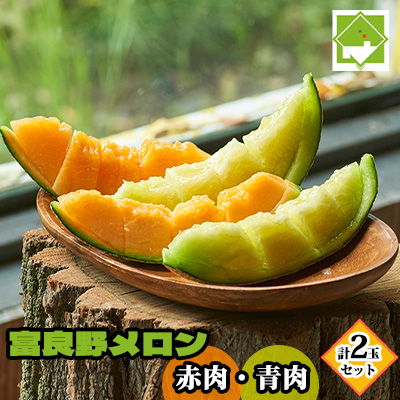 【数量限定！】北海道 富良野メロン 赤肉・青肉 計2玉セット 計2.8kg以上 メロン フルーツ 果物