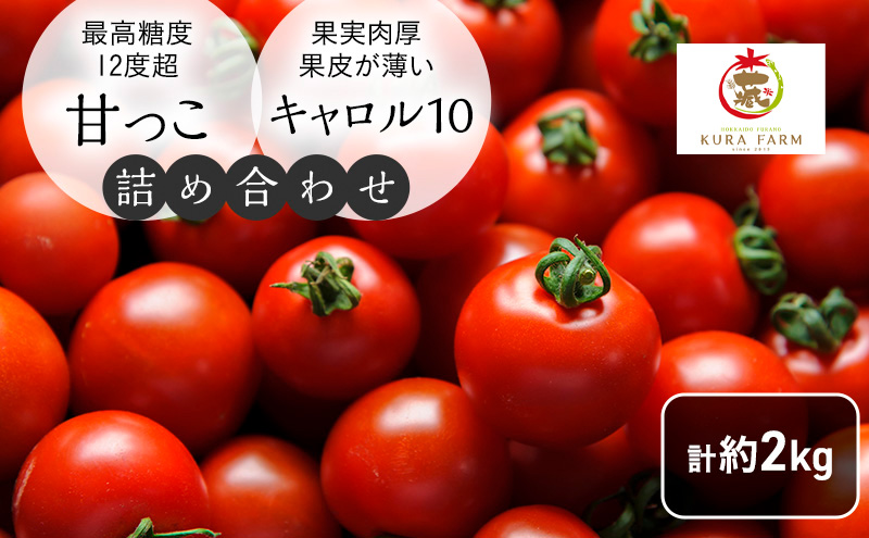 【2025年7月より発送】北海道 富良野市産 完熟ミニトマト 2種 計約2kg 甘っこ キャロル10 各1kg×2 詰め合わせ トマト 甘い 野菜 新鮮 数量限定 先着順【藏ファーム】