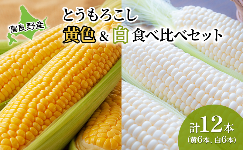 とうもろこし 食べ比べ 富良野産とうもろこし 黄6本・白6本セット 北海道 富良野 ふらの コーン とうきび トウモロコシ ホワイトコーン 野菜 甘い