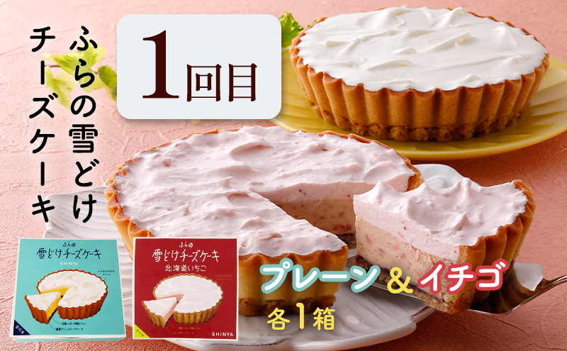 【定期便】ふらの雪どけチーズケーキセット(プレーン・いちご)バターカステラ 全2回 《2ヵ月連続お届け》 菓子 ケーキ スイーツ チーズケーキ カステラ 冷凍 定期 お楽しみ 北海道 富良野 富良野市