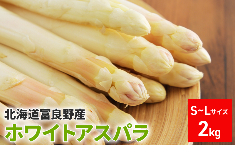 【2026年春発送】ホワイトアスパラ サイズ混合 2kg 100本前後 富良野産 野菜 アスパラガス 大容量