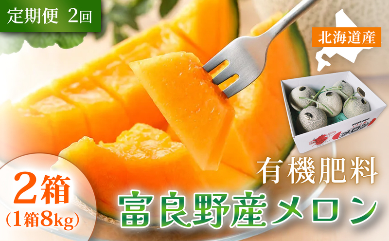 【定期便2ヵ月】糖度15度以上 赤肉メロン 富良野産 メロン 8kg サイズいろいろ 2箱×全2回｜北海道富良野市 7～8月発送 ご褒美 シェア プレゼント メロン 赤肉メロン 富良野メロン 果物 フルーツ 甘い 夏季限定