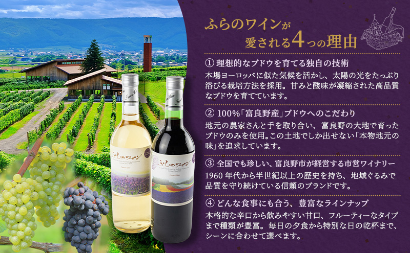 ふらのワイン（赤・白）720ml×2本セット (お酒 酒 ワイン ぶどう 飲み物 アルコール 北海道 送料無料 道産 富良野市 ふらの)