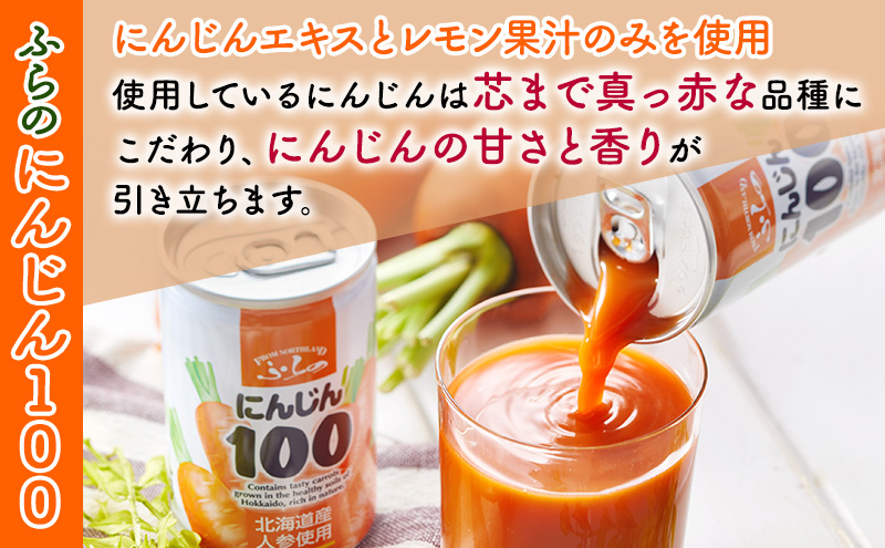 ふらの にんじん100 160g×30本入  (ジュース 野菜ジュース 飲み物 缶 北海道 送料無料 道産 富良野市 ふらの)