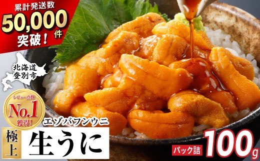 極上 エゾバフンウニ 100g（パック詰）配送期間B：10月下旬～11月下旬迄 | ふるさと納税 うに 高級 ウニ 雲丹 生ウニ エゾバフンウニ パックうに 北海道 登別 ふるさと 人気 ランキング 送料無料