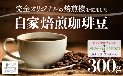 自家焙煎 コーヒー豆 オリジナルブレンド・ブラジル トミオフクダDOT・ガテマラ アルタルス 各100g×3個セット 300g