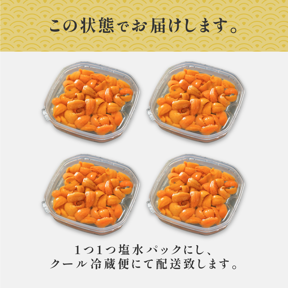 無添加　極上エゾバフンウニ塩水パック 400g　 C:1月下旬～3月下旬迄