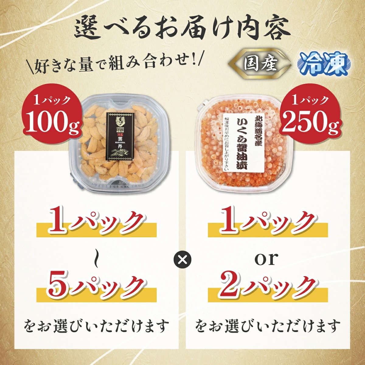 登別近海産 冷凍 キタムラサキウニ 300g 北海道産天然秋鮭 冷凍いくら250g セット【6月以降順次配送】