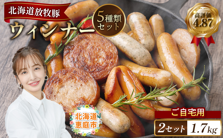 【ご自宅用】北海道産放牧豚 無添加ウインナーセット ×2セット | ご自宅用 北海道産 放牧豚 無添加 ウインナー ウインナーセット ソーセージ セット 詰め合わせ 豚肉 ポーク ポークウインナー 北のハイグレード食品 安心 安全 発色剤不使用 保存料不使用 おつまみ おかず 加工品 お取り寄せ 北海道 恵庭市 恵庭【120010】