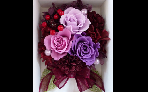 プリザーブドフラワー　フラワーフォトボックス（パープル）【14000601】