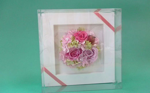 プリザーブドフラワー　ウッドフレームM（ピンク）【14001101】