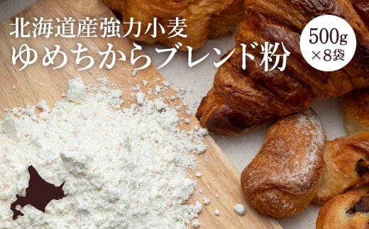【北海道産小麦】ゆめちからブレンド粉（強力粉）500g×8袋【29000301】