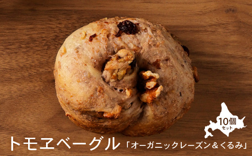 トモヱベーグル 「オーガニックレーズン＆くるみ」１０個セット ベーグル 詰め合わせ レーズン くるみ 10個 セット パン 国産小麦粉 北海道産 小麦粉 天然酵母 トモヱベーグル 取り寄せ ふるさと納税 北海道 恵庭市 恵庭【33000501】