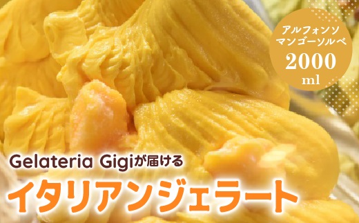 ジェラテリアGigiのイタリアンジェラート『アルフォンソマンゴーソルベ』2000ml ジェラート マンゴー アイス 北海道 gigi 業務用 2L 恵庭市 スイーツ 北海道 ふるさと納税 お取り寄せ グルメ【43002701】