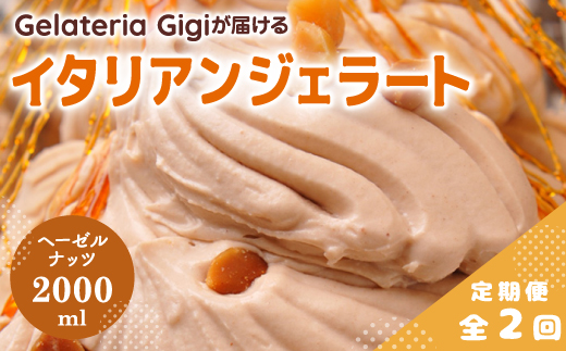 【定期便2回】 ジェラテリアGigi イタリアンジェラート ヘーゼルナッツ 2000ml ジェラート ヘーゼル ナッツ アイス gigi 業務用 2L スイーツ お取り寄せ グルメ 定期便 2回 ふるさと納税 北海道 恵庭【43005102】