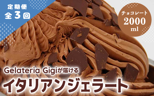【定期便3回】 ジェラテリアGigi イタリアンジェラート チョコレート 2000ml ジェラート チョコ アイス gigi 業務用 2L スイーツ お取り寄せ グルメ 定期便 3回 ふるさと納税 北海道 恵庭市【43005402】