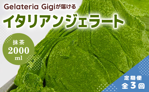 【定期便3回】 ジェラテリアGigi イタリアンジェラート 静岡抹茶 2000ml ジェラート 抹茶 アイス 抹茶アイス gigi 業務用 2L スイーツ お取り寄せ グルメ 定期便 3回 ふるさと納税 北海道 恵庭市【43005602】