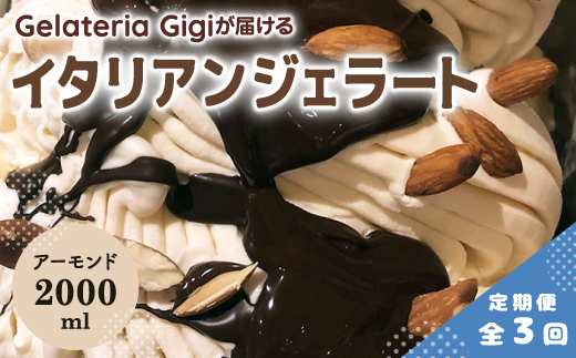 【定期便3回】 ジェラテリアGigi イタリアンジェラート イタリア産アーモンド 2000ml ジェラート アーモンド アイス gigi 業務用 2L スイーツ お取り寄せ グルメ 定期便 3回 ふるさと納税 北海道 恵庭【43006002】