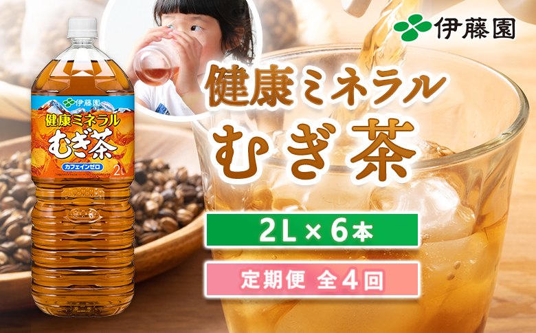 『定期便：全4回』健康ミネラルむぎ茶2L×6本【500009】