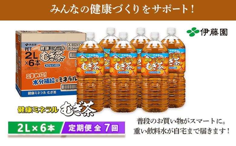 『定期便：全7回』健康ミネラルむぎ茶2L×6本【500011】