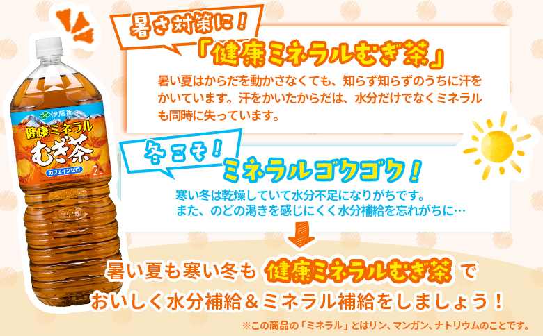 『定期便：全5回』健康ミネラルむぎ茶2L×6本×2箱【500018】