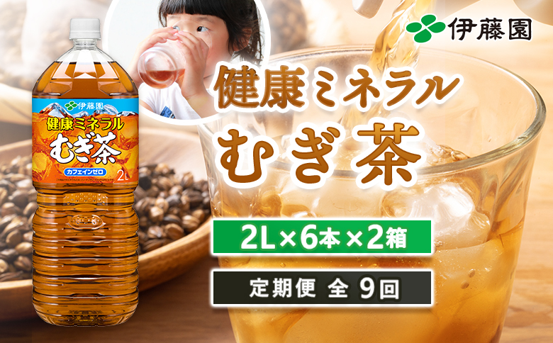 『定期便：全9回』健康ミネラル麦茶2L×6本×2箱【500021】