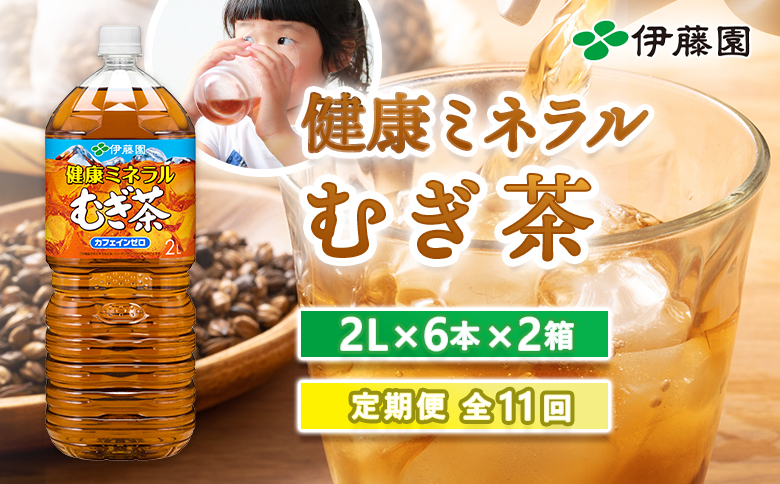 『定期便：全11回』健康ミネラルむぎ茶2L×6本×2箱【500023】