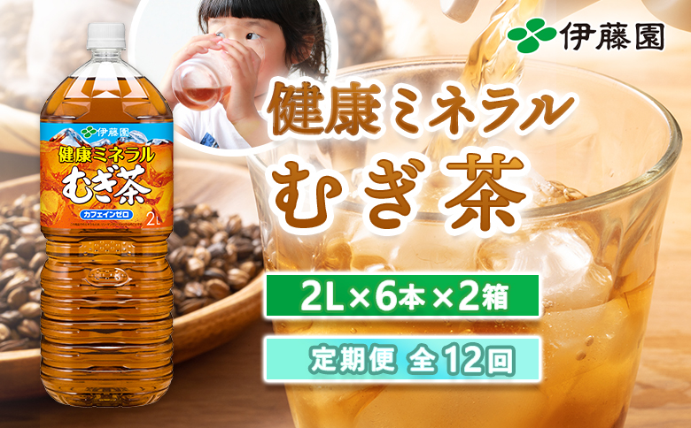 『定期便：全12回』健康ミネラル麦茶2L×6本×2箱【500024】