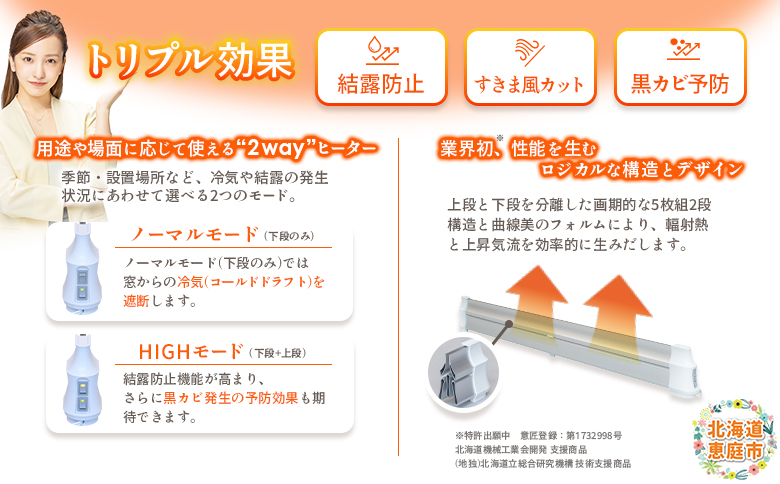 結露防止ヒーター aru(アル) 60cmタイプ (aru-600SL) |  2way ヒーター 1台 結露防止 すきま風カット 黒カビ対策 設置工事不要 リビング 寝室 子供部屋 トイレ 補助暖房 暖房器具 安全 ワンストップ マイページ オンライン申請 ふるさと納税 北海道 恵庭 恵庭市【09022】