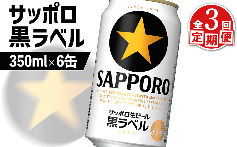 サッポロ黒ラベル サッポロビール 6本 6缶 サッポロ 黒ラベル ほどよい苦み コク 飲み飽きない オンライン 申請 ふるさと納税 北海道 恵庭 完璧 白い泡 クリーミーな泡 ビール 生ビール お酒 酒 晩酌 缶 定期便 定期 3回 3ヶ月 恵庭市【880014】