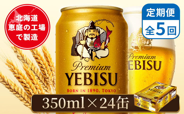 【定期便：全5回】サッポロヱビスビール 350ml×24本 | サッポロビール 350ml サッポロ エビス ヱビス ビール 生ビール オンライン 申請 北海道 恵庭 お酒 酒 定期便 定期 5回 5ヶ月 恵庭市【880060021905】