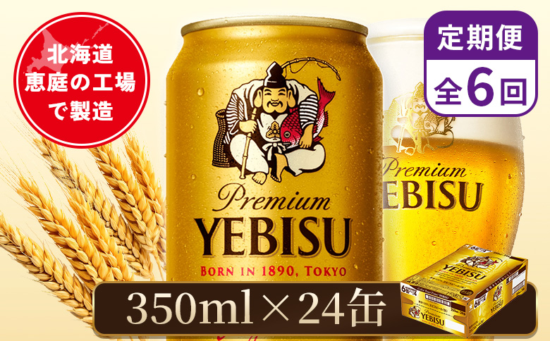 【定期便：全6回】サッポロヱビスビール 350ml×24本 | サッポロビール 350ml サッポロ エビス ヱビス ビール 生ビール オンライン 申請 北海道 恵庭 お酒 酒 定期便 定期 6回 6ヶ月 恵庭市【880060021906】