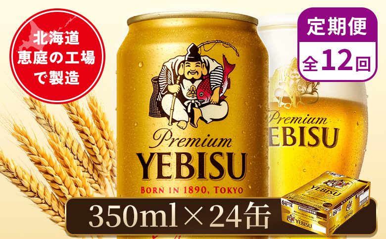 【定期便：全12回】サッポロヱビスビール 350ml×24本 | サッポロビール 350ml サッポロ エビス ヱビス ビール 生ビール オンライン 申請 北海道 恵庭 お酒 酒 定期便 定期 12回 12ヶ月 恵庭市【880060021912】