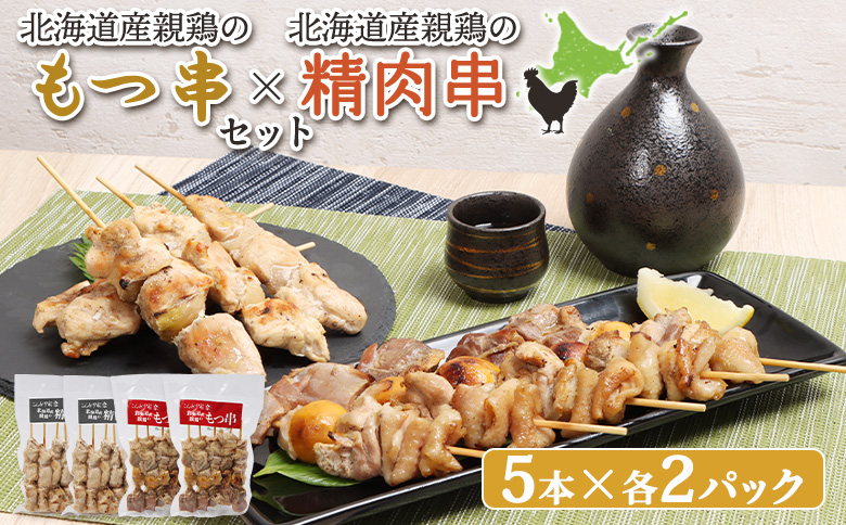 もつ串 鳥精肉串 各5本 計20本 オンライン 申請 ふるさと納税 北海道 恵庭 モツ串 モツ 鶏もつ やきとり 焼き鳥 鶏肉 炭火焼き 惣菜 おかず おつまみ 居酒屋 家呑み 簡単調理 時短 冷凍 恵庭市【810010】