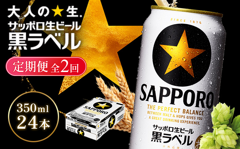 【定期便全2回】サッポロ黒ラベル350ml×24本 | サッポロ黒ラベル 黒ラベル サッポロ サッポロビール ビール 生ビール お酒 アルコール 北海道醸造 麦芽 うまみ 後味 爽やか 泡 鮮度 お取り寄せ 北海道 恵庭市 恵庭【930040111902】