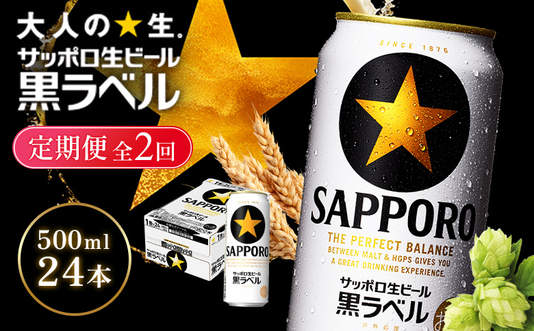 【定期便全2回】サッポロ黒ラベル500ml×24本 | サッポロ黒ラベル 黒ラベル サッポロ サッポロビール ビール 生ビール お酒 アルコール 北海道醸造 麦芽 うまみ 後味 爽やか 泡 鮮度 お取り寄せ 北海道 恵庭市 恵庭【930050113902】
