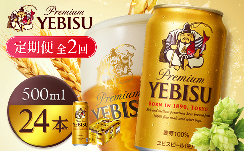 【定期便全2回】サッポロヱビスビール500ml×24本 | サッポロビール エビス ビール 生ビール ヱビス 麦酒 サッポロ 北海道工場 麦芽 お酒 北海道 恵庭市 恵庭【930070123902】