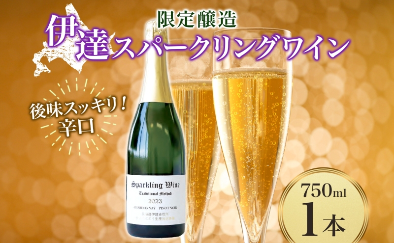 北海道 伊達スパークリングワイン 750ml 1本 2023 年産 限定醸造 スパークリングワイン ワイン 葡萄 ぶどう ブドウ 醸造 ヴィンテージ 白ワイン お酒 酒 アルコール 発泡酒 シャルドネ ピノ・ノワール 晩酌