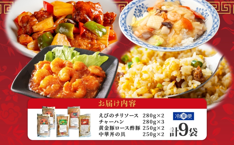 北海道 中華料理店 菜菜の冷凍レトルト 詰め合わせ 9袋 セット 惣菜 エビチリ チャーハン 酢豚 中華丼 レトルト 食品 時短 便利 簡単 本格 中華 お店の味 ケイズ企画 送料無料 伊達