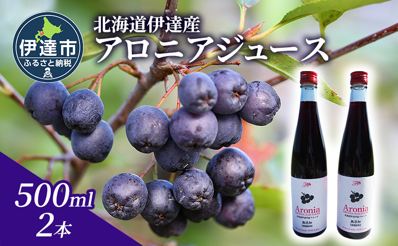 北海道 伊達 大滝産 アロニア ジュース 500ml 2本 果汁 果実飲料 飲料 飲み物 フルーツ スーパーフード ポリフェノール