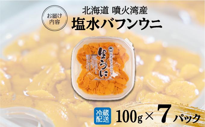 北海道 噴火湾産 塩水 バフンウニ 100g 7パック 計700g うに ウニ 雲丹 海鮮 海の幸 魚介類 ウニ丼 お寿司 濃厚 無添加 産地直送 お取り寄せ 山村水産 送料無料