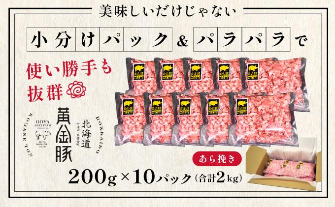 北海道 定期便 6ヵ月連続6回 豚ひき肉 あら挽き 200g 10パック 伊達産 黄金豚 三元豚 ミンチ 挽肉 お肉 豚肉 小分け ミートソース カレー 大矢 オオヤミート 冷凍 送料無料