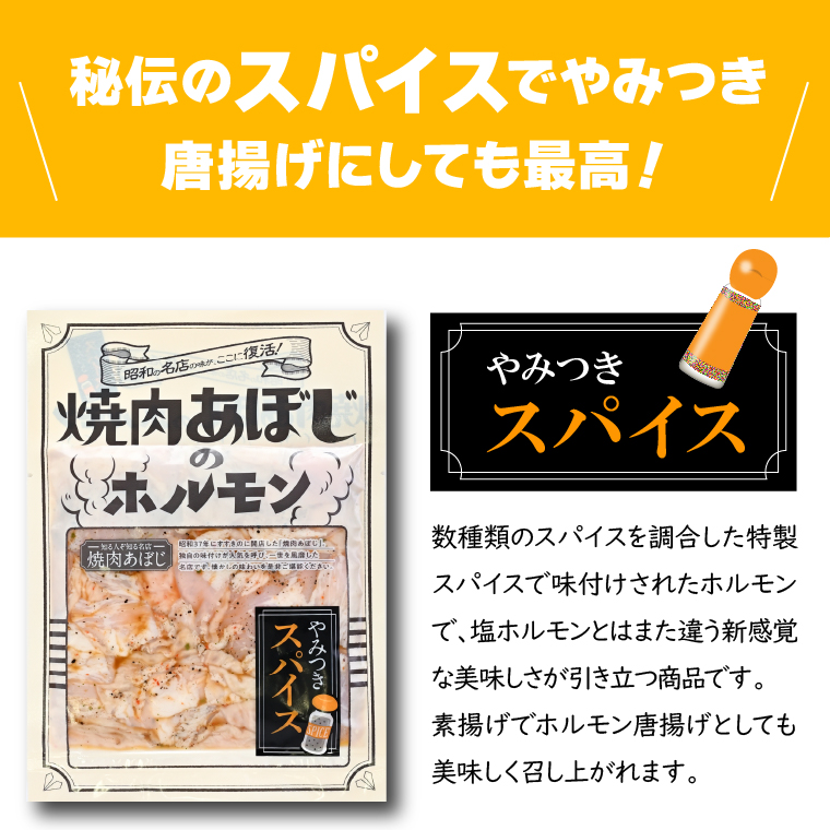 380004 焼肉あぼじのホルモン 5種食べ比べセット（スパイス・コク味噌・ピリ辛・うま塩・瀬戸内塩レモン）