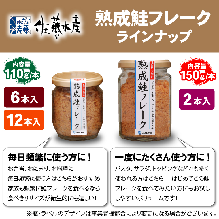 110280 佐藤水産 鮭醤油仕立ての熟成鮭フレーク計660ｇ(6本入) 常温瓶入り