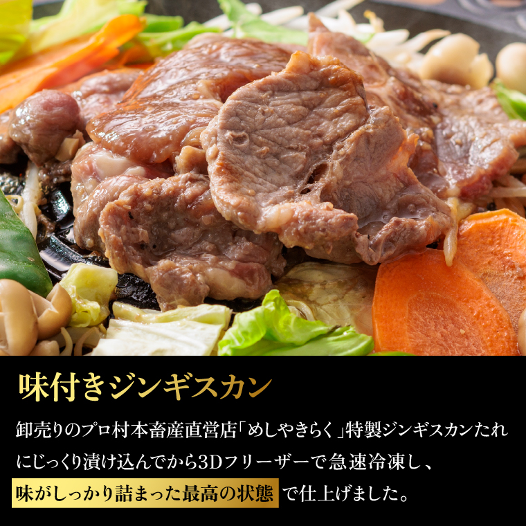 760021 石狩めしやきらくの味付きジンギスカン食べ比べ！900g(300g（肉200g、タレ100g）×1）（生ラムウデ300g（肉200g、タレ100g）×2）