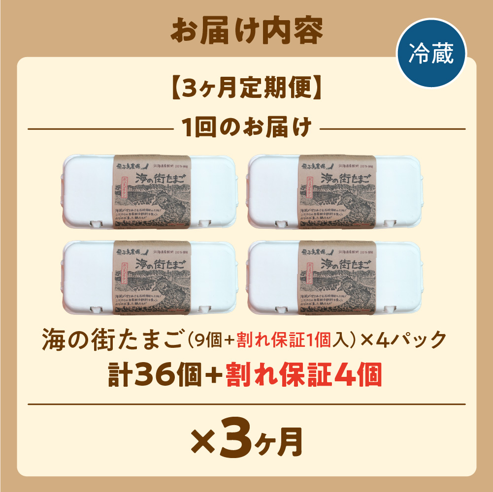 【定期便】飛ぶ鳥農場　海の街たまご　40個×3か月