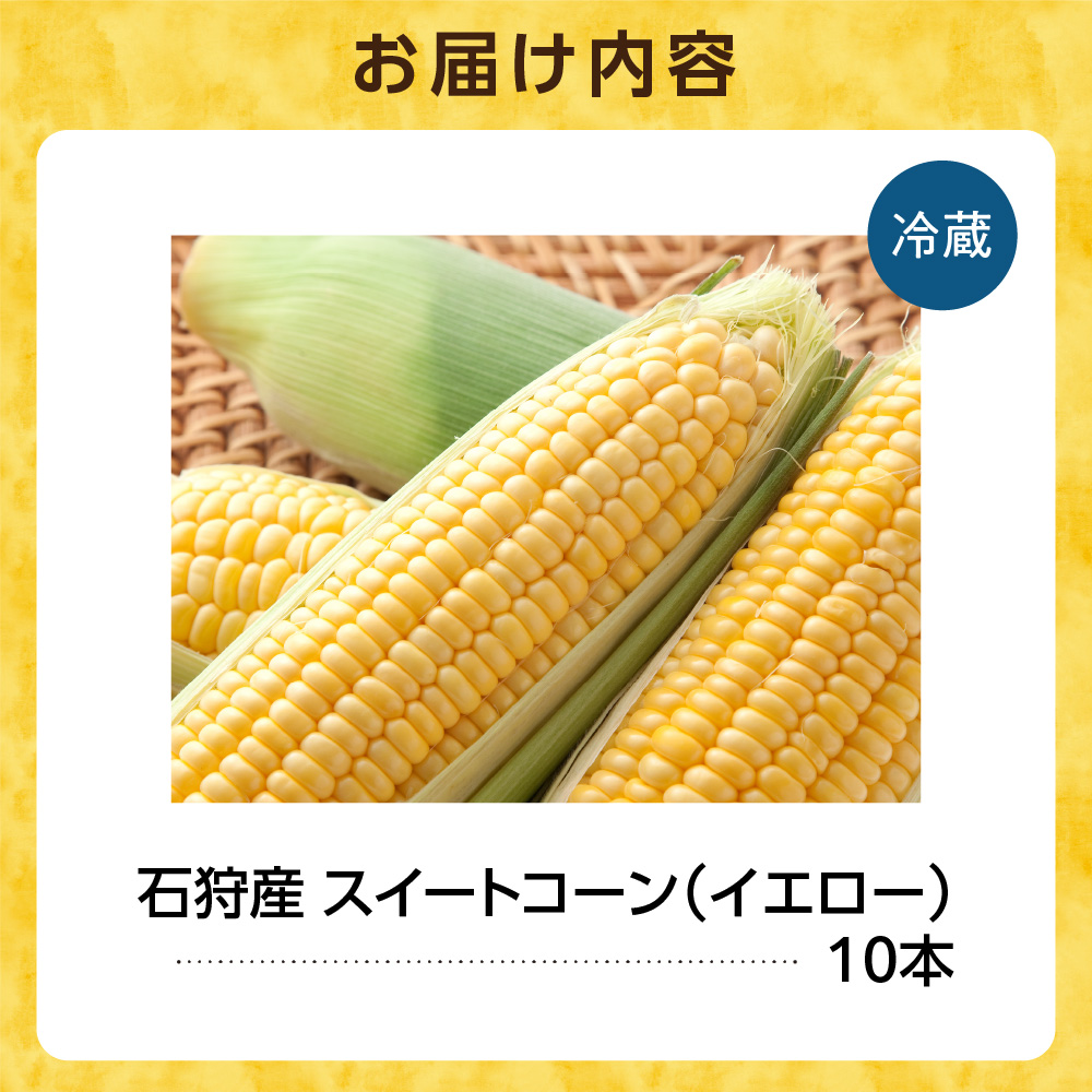 石狩産スイートコーン（色：イエロー） 10本【8月～9月発送】｜ 北海道産 とうもろこし 野菜 北海道 石狩市