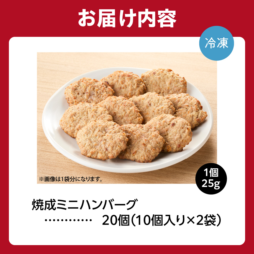 ファイヤーバーグ　焼成ミニハンバーグ25g×20個 ｜ お手軽 レンチン 惣菜 北海道 石狩市